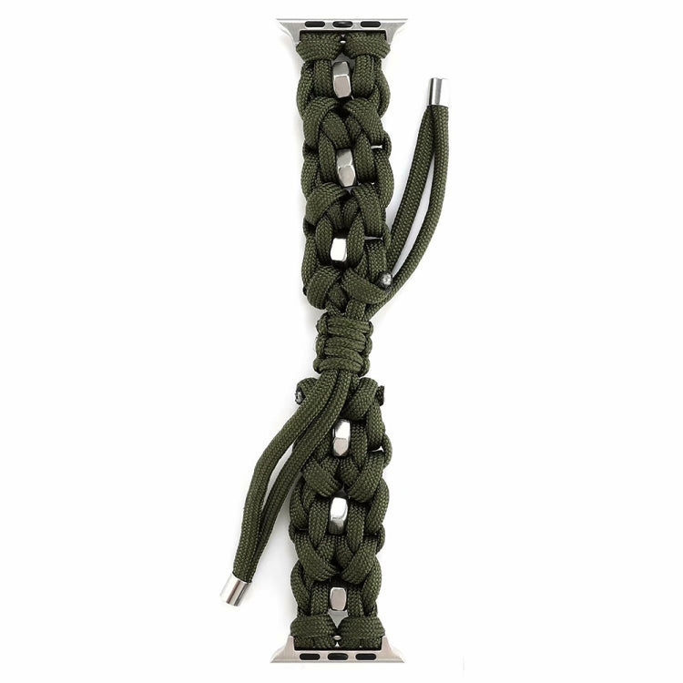 For Apple Watch SE 2022 40mm Screw Nut Braided Paracord Watch Band(Green) by bashfashion