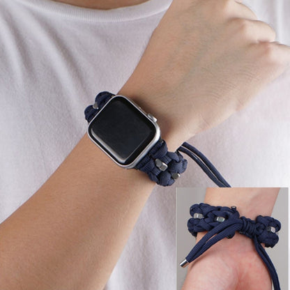 For Apple Watch SE 2022 44mm Screw Nut Braided Paracord Watch Band(Blue) by bashfashion