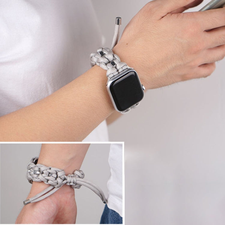 For Apple Watch SE 2022 44mm Screw Nut Braided Paracord Watch Band(White) by bashfashion