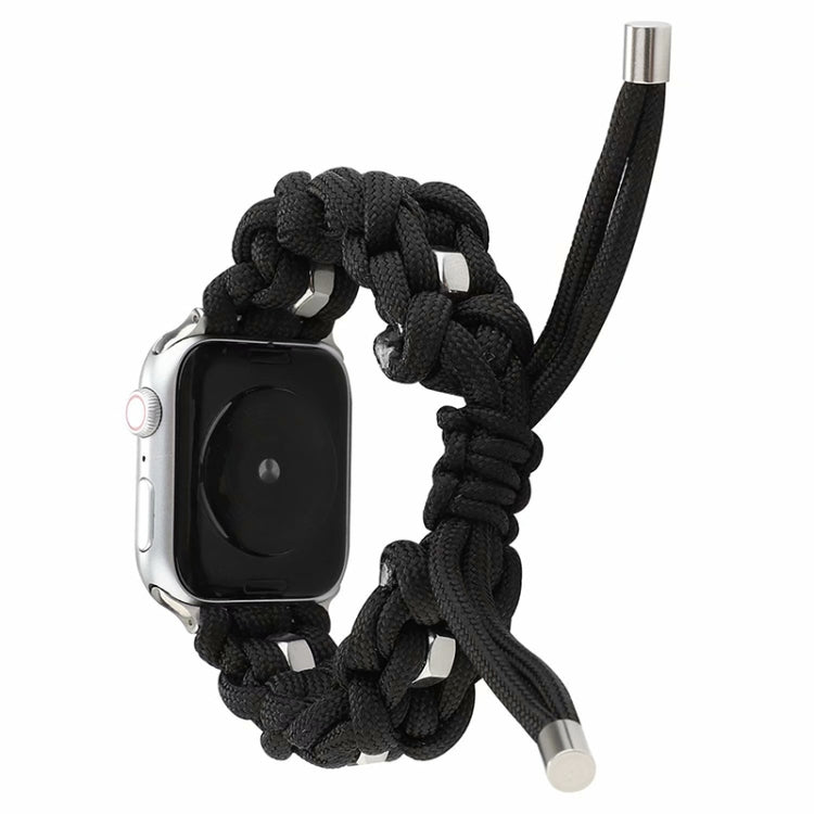 For Apple Watch Series 7 41mm Screw Nut Braided Paracord Watch Band(Black) by bashfashion