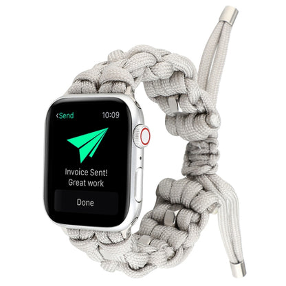 For Apple Watch Series 6 44mm Screw Nut Braided Paracord Watch Band(White) by bashfashion