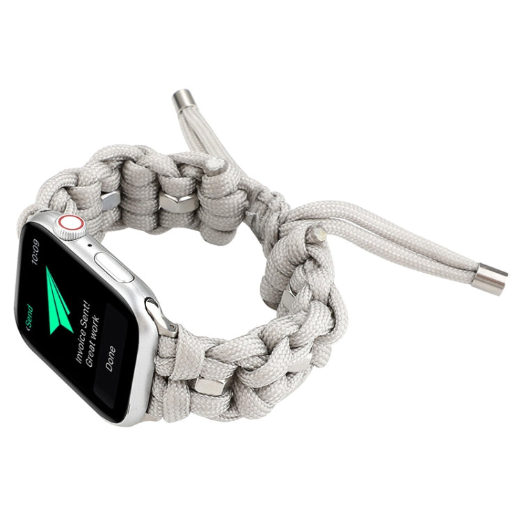 For Apple Watch Series 6 44mm Screw Nut Braided Paracord Watch Band(White) by bashfashion
