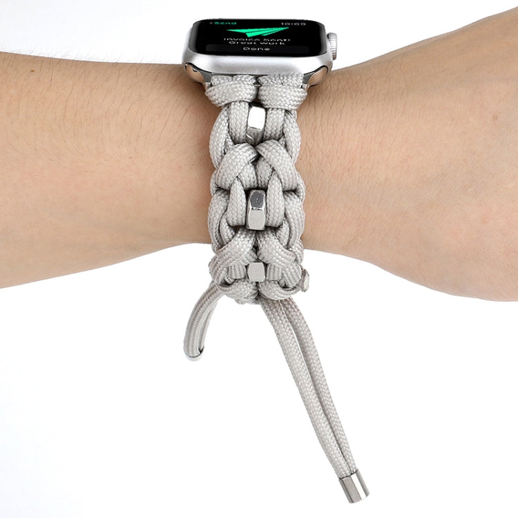 For Apple Watch Series 6 44mm Screw Nut Braided Paracord Watch Band(White) by bashfashion