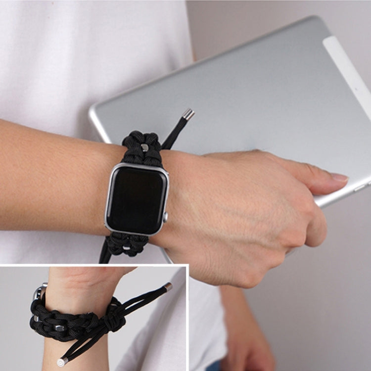 For Apple Watch Series 5 44mm Screw Nut Braided Paracord Watch Band(Black) by bashfashion