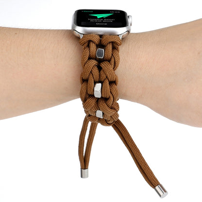 For Apple Watch Series 5 44mm Screw Nut Braided Paracord Watch Band(Coffee) by bashfashion
