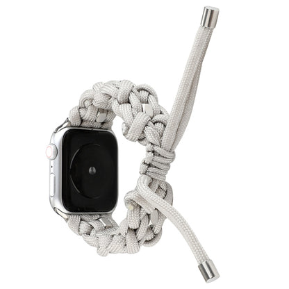For Apple Watch Series 5 44mm Screw Nut Braided Paracord Watch Band(White) by bashfashion