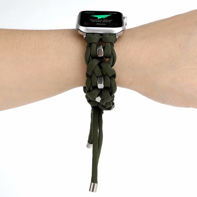For Apple Watch Series 4 44mm Screw Nut Braided Paracord Watch Band(Green) by bashfashion