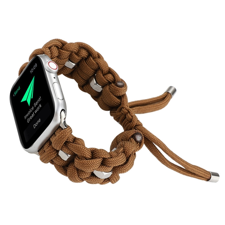 For Apple Watch Series 4 40mm Screw Nut Braided Paracord Watch Band(Coffee) by bashfashion