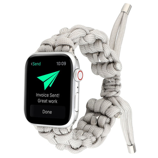 For Apple Watch Series 3 38mm Screw Nut Braided Paracord Watch Band(White) by bashfashion