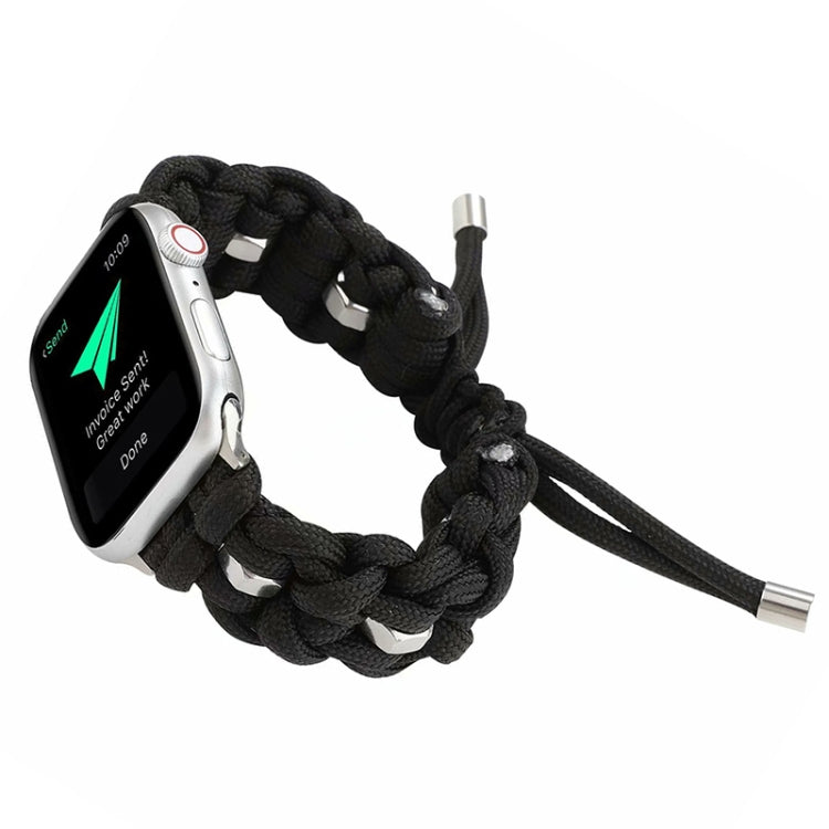 For Apple Watch Series 3 42mm Screw Nut Braided Paracord Watch Band(Black) by bashfashion