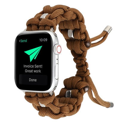 For Apple Watch Series 3 42mm Screw Nut Braided Paracord Watch Band(Coffee) by bashfashion
