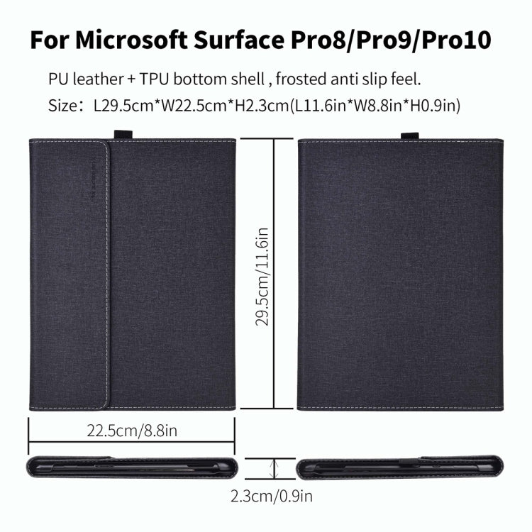 For Microsoft Surface Pro 10 Cloth Texture PC Tablet Protective Case(Black) by bashfashion