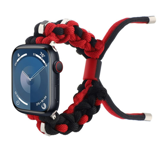 For Apple Watch SE 2023 40mm Screw Nut Dual-Color Braided Paracord Watch Band(Black Red) by bashfashion