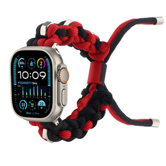 For Apple Watch Ultra 49mm Screw Nut Dual-Color Braided Paracord Watch Band(Black Red) by bashfashion