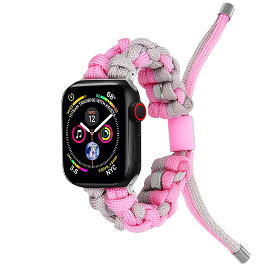 For Apple Watch Series 5 40mm Screw Nut Dual-Color Braided Paracord Watch Band(Silver Pink) by bashfashion
