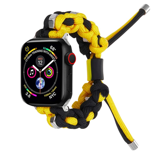 For Apple Watch Series 4 40mm Screw Nut Dual-Color Braided Paracord Watch Band(Black Yellow) by bashfashion