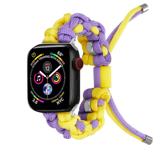 For Apple Watch Series 3 42mm Screw Nut Dual-Color Braided Paracord Watch Band(Purple Yellow) by bashfashion