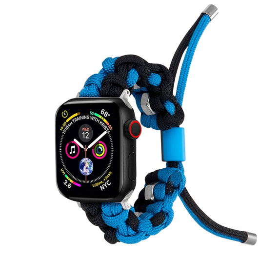 For Apple Watch Series 2 42mm Screw Nut Dual-Color Braided Paracord Watch Band(Black Blue) by bashfashion