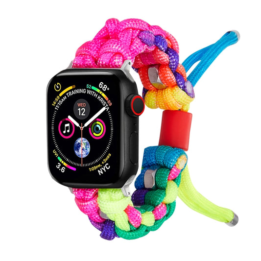 For Apple Watch Series 2 42mm Screw Nut Dual-Color Braided Paracord Watch Band(Rainbow) by bashfashion