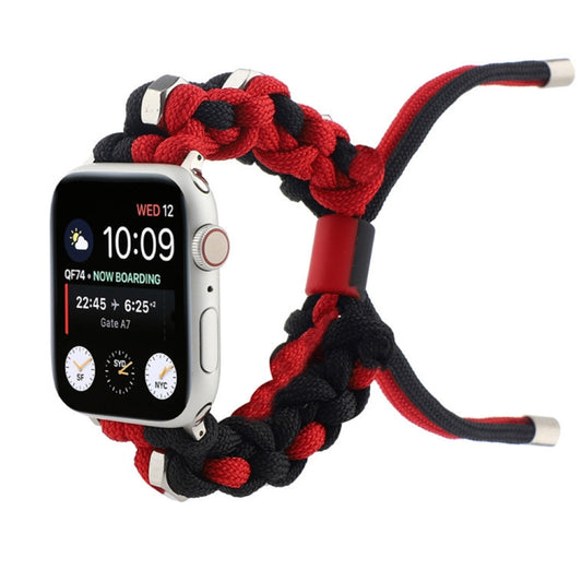 For Apple Watch 42mm Screw Nut Dual-Color Braided Paracord Watch Band(Black Red) by bashfashion
