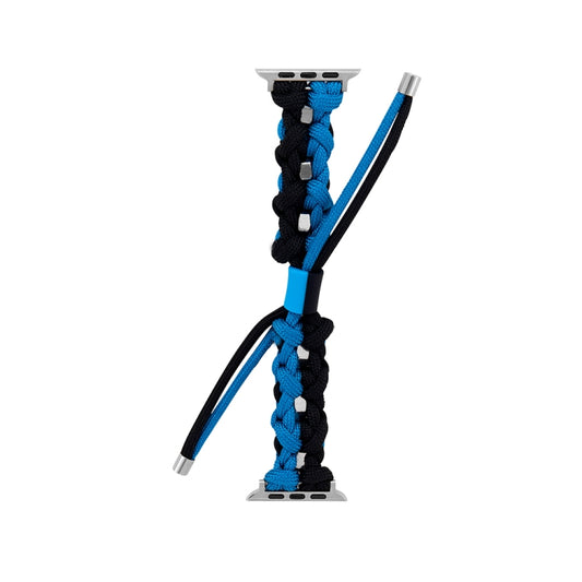 For Apple Watch 38mm Screw Nut Dual-Color Braided Paracord Watch Band(Black Blue) by bashfashion