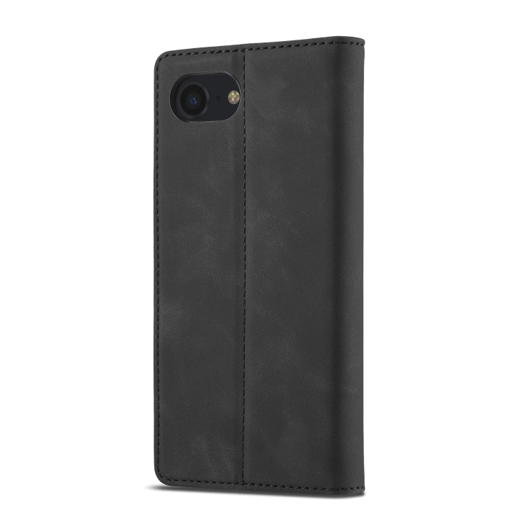 For iPhone 16e LC.IMEEKE Strong Magnetism Microfiber Leather Phone Case(Black) by LC.IMEEKE