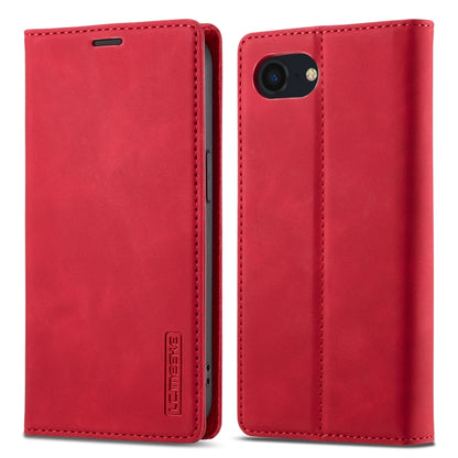 For iPhone 16e LC.IMEEKE Strong Magnetism Microfiber Leather Phone Case(Red) by LC.IMEEKE