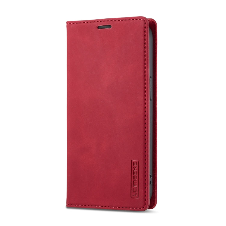 For iPhone 16e LC.IMEEKE Strong Magnetism Microfiber Leather Phone Case(Red) by LC.IMEEKE