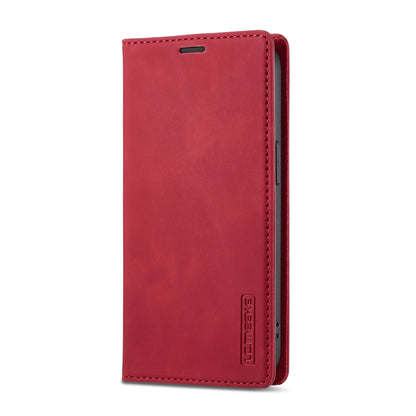 For iPhone 16e LC.IMEEKE Strong Magnetism Microfiber Leather Phone Case(Red) by LC.IMEEKE
