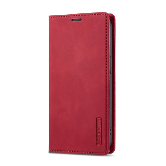 For iPhone 16e LC.IMEEKE Strong Magnetism Microfiber Leather Phone Case(Red) by LC.IMEEKE