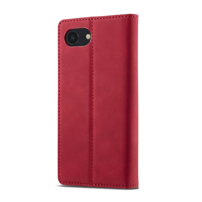 For iPhone 16e LC.IMEEKE Strong Magnetism Microfiber Leather Phone Case(Red) by LC.IMEEKE