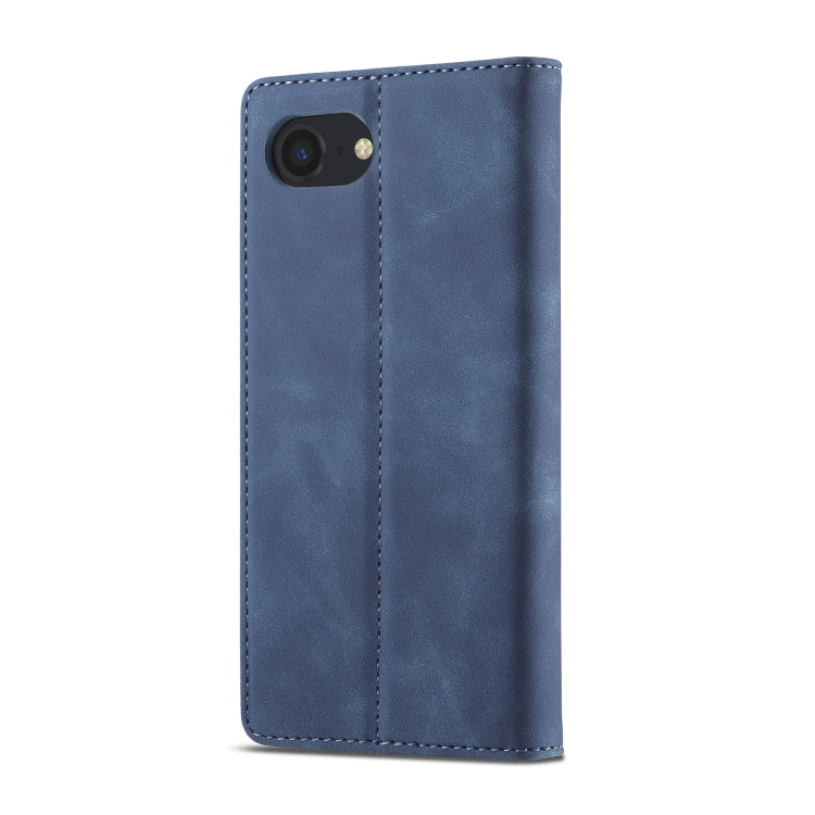For iPhone 16e LC.IMEEKE Strong Magnetism Microfiber Leather Phone Case(Blue) by LC.IMEEKE