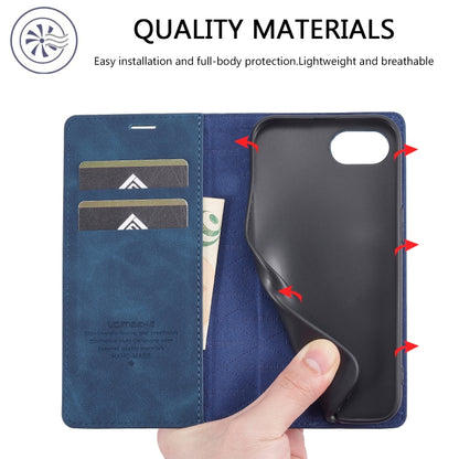 For iPhone 16e LC.IMEEKE Strong Magnetism Microfiber Leather Phone Case(Blue) by LC.IMEEKE
