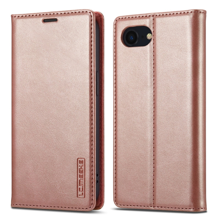 For iPhone 16e LC.IMEEKE Strong Magnetism Microfiber Leather Phone Case(Rose Gold) by LC.IMEEKE