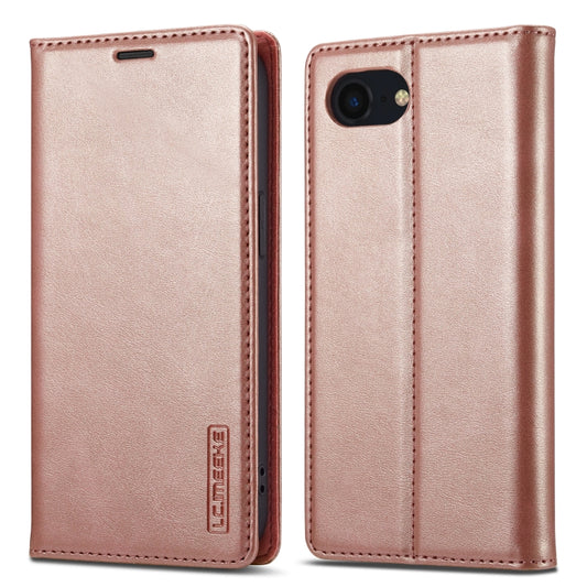 For iPhone 16e LC.IMEEKE Strong Magnetism Microfiber Leather Phone Case(Rose Gold) by LC.IMEEKE