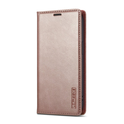 For iPhone 16e LC.IMEEKE Strong Magnetism Microfiber Leather Phone Case(Rose Gold) by LC.IMEEKE