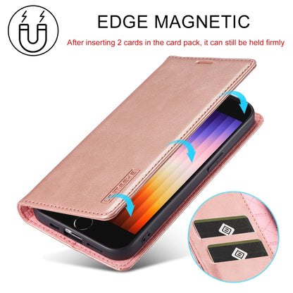 For iPhone 16e LC.IMEEKE Strong Magnetism Microfiber Leather Phone Case(Rose Gold) by LC.IMEEKE