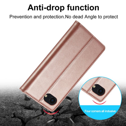 For iPhone 16e LC.IMEEKE Strong Magnetism Microfiber Leather Phone Case(Rose Gold) by LC.IMEEKE