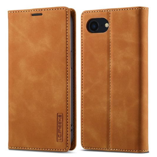 For iPhone 16e LC.IMEEKE Strong Magnetism Microfiber Leather Phone Case(Brown) by LC.IMEEKE