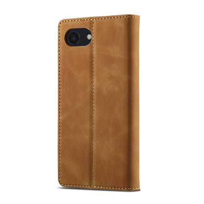 For iPhone 16e LC.IMEEKE Strong Magnetism Microfiber Leather Phone Case(Brown) by LC.IMEEKE
