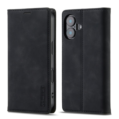 For iPhone 16 Plus LC.IMEEKE Strong Magnetism Microfiber Leather Phone Case(Black) by LC.IMEEKE