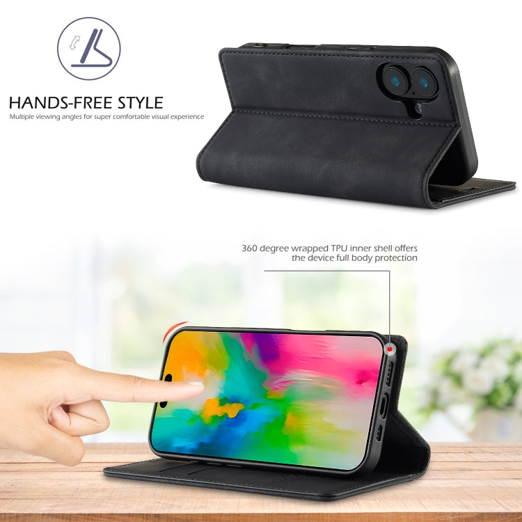 For iPhone 16 Plus LC.IMEEKE Strong Magnetism Microfiber Leather Phone Case(Black) by LC.IMEEKE