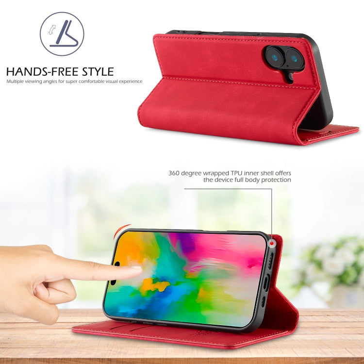 For iPhone 16 Plus LC.IMEEKE Strong Magnetism Microfiber Leather Phone Case(Red) by LC.IMEEKE