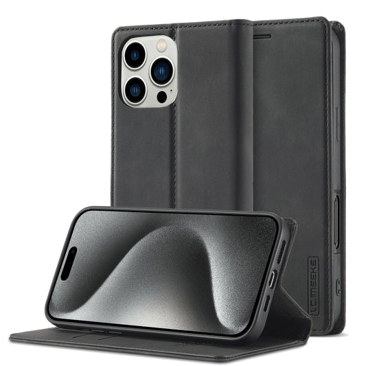 For iPhone 16 Pro LC.IMEEKE Strong Magnetism Microfiber Leather Phone Case(Black) by LC.IMEEKE