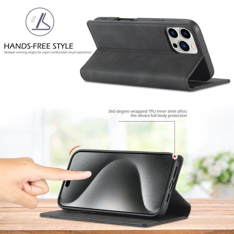 For iPhone 16 Pro LC.IMEEKE Strong Magnetism Microfiber Leather Phone Case(Black) by LC.IMEEKE