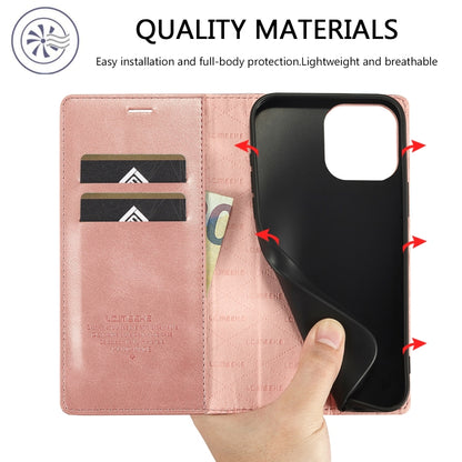 For iPhone 16 Pro LC.IMEEKE Strong Magnetism Microfiber Leather Phone Case(Rose Gold) by LC.IMEEKE