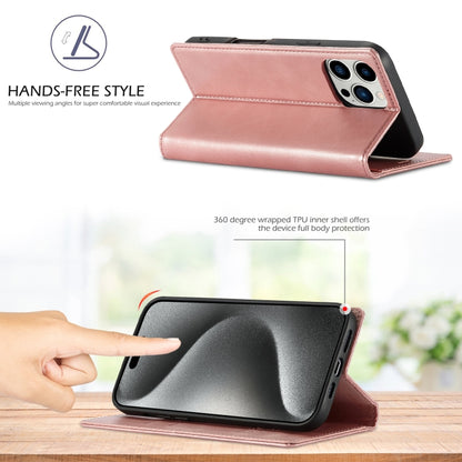For iPhone 16 Pro LC.IMEEKE Strong Magnetism Microfiber Leather Phone Case(Rose Gold) by LC.IMEEKE