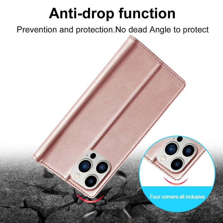 For iPhone 16 Pro LC.IMEEKE Strong Magnetism Microfiber Leather Phone Case(Rose Gold) by LC.IMEEKE