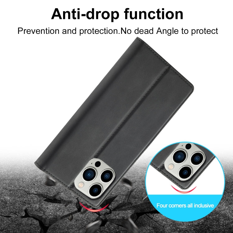 For iPhone 16 Pro Max LC.IMEEKE Strong Magnetism Microfiber Leather Phone Case(Black) by LC.IMEEKE