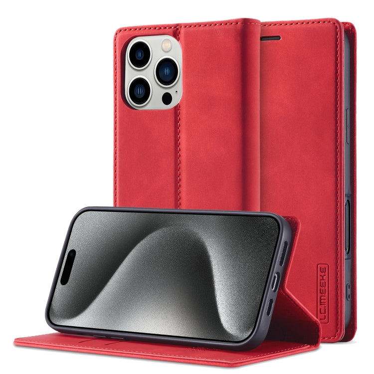 For iPhone 16 Pro Max LC.IMEEKE Strong Magnetism Microfiber Leather Phone Case(Red) by LC.IMEEKE